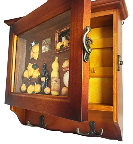 Heartful Home Wood Key Holder Wall Mounted Organizer, Lemon