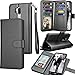 Tekcoo Compatible for LG G7 ThinQ Wallet Case/LG G7 2018 PU Leather Case, Luxury ID Cash Credit Card Slots Holder [Black] Carrying Folio Flip Cover [Detachable Magnetic Case] & Kickstand