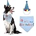 PUPTECK Dog Birthday Bandana Scarf with Cute Doggy Party Hat, Costume Decorations Supplies for Small Medium Large Dogs Boy Girl Outfit Gifts, Blue