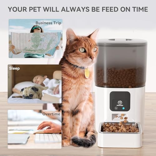 SKY-TOUCH Automatic Pet Feeder with WiFi App Remote Control, Remote Feeding, Detachable for Easy Clean, Automatic Cat Food Dispenser, 1-30 Meals Per Day (6L/25Cup)