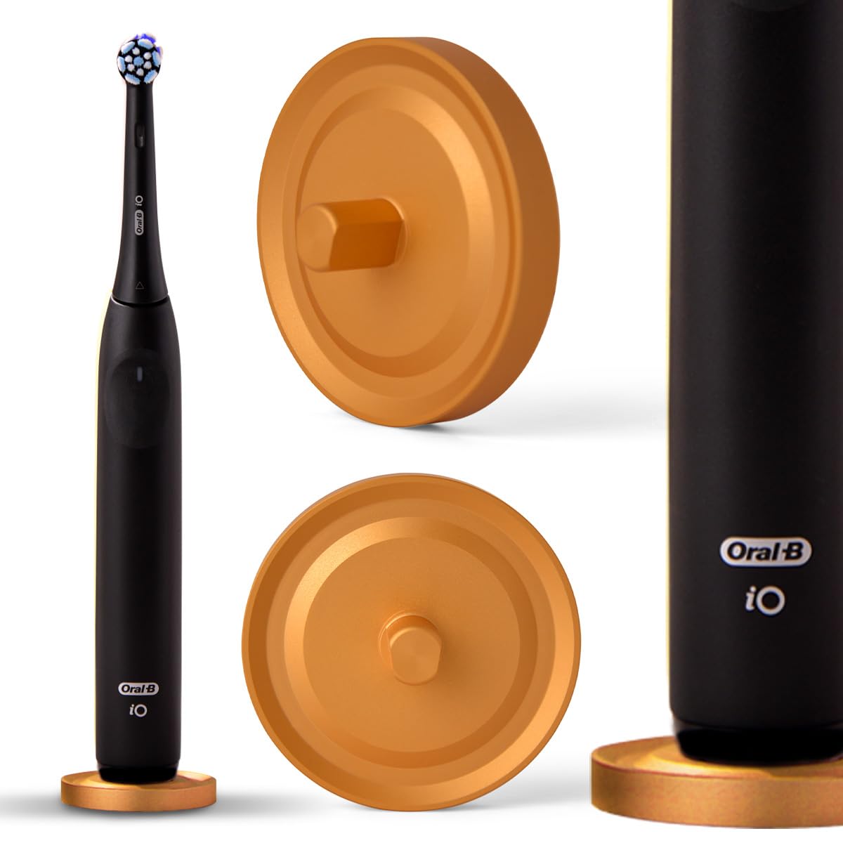 Relsy Gold Oral-B Compatible Electric Toothbrush Holder for Bathroom, Aluminium Oral B Toothbrush Holder With Hygienic Drip Capture Stops Toppling With Metal Toothbrush Stand, Matte Gold - Pack of 1