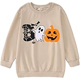 MODNTOGA Kids Boy Girl Crewneck Halloween Sweatshirt Pumpkin Ghost Graphic BOO Letter Print Halloween Shirt Long Sleeve Tops