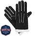 Isotoner Women's Suede Gloves with Moccasin Stitch and Sherpasoft Lining, Black, Large