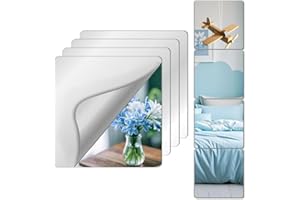 4 Pack 10”x10” Acylic Unbreakable Full Length Wall Mirror,Stick on Small Mirror for Wall Decor,Body Long Mirror for Home Gym,