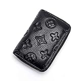 Auner Women RFID Blocking Credit Card Holder Leather Cute Small Zipper Wallet - Black