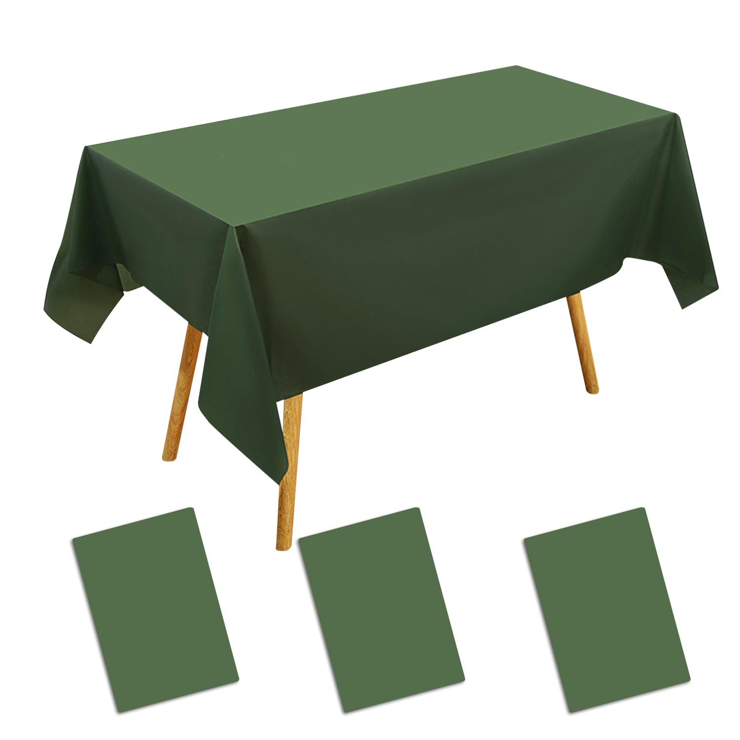 XMNIVATE 3 Rectangular Dark Green Tablecloths - Large, Suitable for Birthdays, Poker, Picnics, Banquets, Parties (137×183cm)
