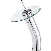 Bathroom Vessel Faucet Chrome Waterfall Glass Spout Single Handle One Hole Bowl Sink Faucet Tall Body Vanity Lavatory Basin M