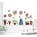 Wall Sticker Flowers Pots Small Garden Plants Butterflies Paper Home Decal Removable Wall Vinyl Window Decor Living Room Bedroom PVC Art Waterproof DIY Sticker