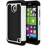 Nokia Lumia 635 Case, Nokia Lumia 630 Case, MagicMobile [Dual Armor Series] Durable [Impact Shockproof Resistant] Double Layer Cover [Hard Shell] + [Flexible Silicone] Case for Nokia Lumia 630 / 635 - Black - White