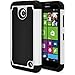 Nokia Lumia 635 Case, Nokia Lumia 630 Case, MagicMobile [Dual Armor Series] Durable [Impact Shockproof Resistant] Double Layer Cover [Hard Shell] + [Flexible Silicone] Case for Nokia Lumia 630 / 635 - Black - White