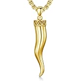 Lattd Italian Horn Necklace for Men 925 Sterling Silver/Gold Plated/Black Plated Cornicello Pendant Necklace Italy Jewelry for Men Women
