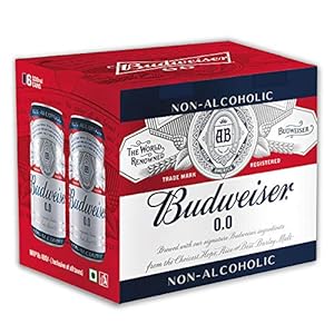 Budweiser 0.0 Non Alcoholic Beer Pack of 6, 6 X 330ml