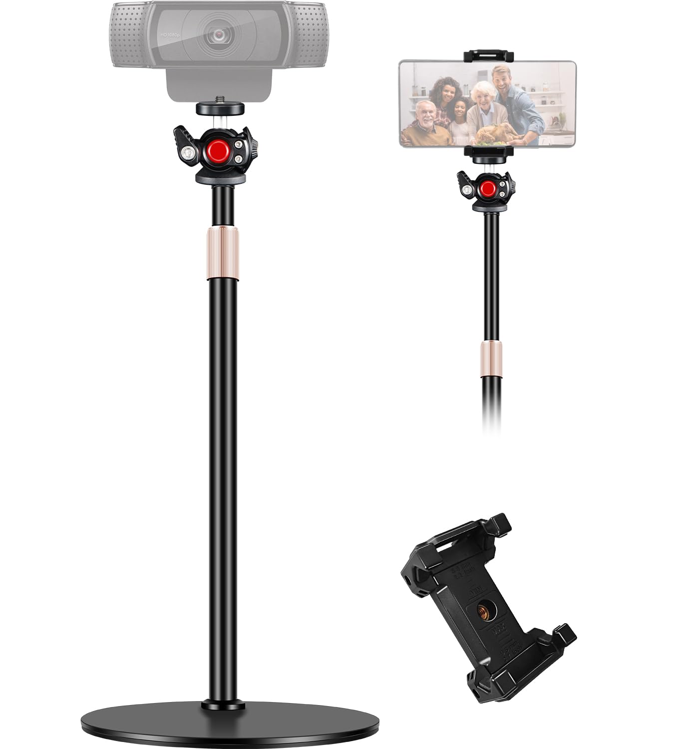 Photo 1 of Etour Webcam Stand for Desk, Raise Height Desktop Stand with Adjustment for Logitech Webcam C920 C922 BRIO, 360°Rotatable Ballhead Desktop Tripod for Live Streaming/Video Calling with 1/4" Thread