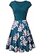 Birsppy Laksmi Elegant Dresses, Womens Casual Dress A Line Cap Sleeve V Neck (Medium, Multicolor Cyan)