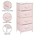mDesign Tall Dresser Storage Tower Stand with 4 Removable Fabric Drawers - Steel Frame, Wood Top Organizer for Baby, Kid, and Teen Bedroom, Nursery, Playroom, or Dorm - Pink/White Polka Dot