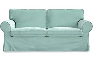 MASTERS OF COVERS Elegant Velvet Ektorp Loveseat Sofa Cover for IKEA Two Seater Ektorp Slipcover-Mint