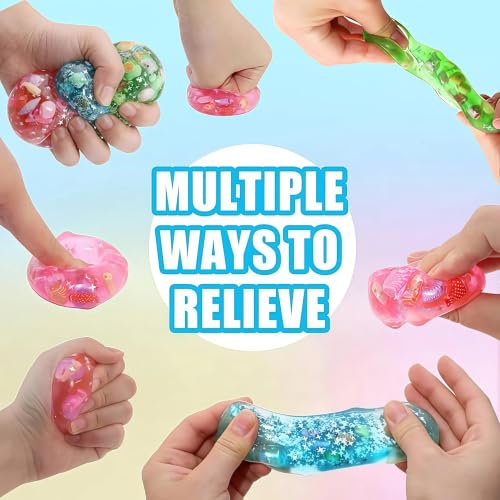 4 Pack Ice Cube Squishy Stress Ball–Soft Dough Squishy Fidget Toys,Mini Colorful Sensory Squeeze Cubes for Relaxation&Focus,Perfect for Classroom Prizes&Party Favors (4, Seashells, 1.4in)