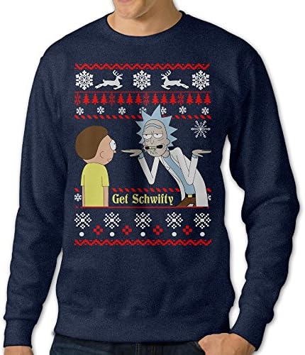 WENG Morty It's Time To Get Schwifty Rick Christmas Men's Exclusive Sleeve Navy XXL
