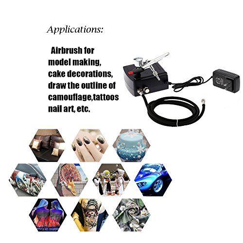 Gocheer 100-250V Dual Action Airbrush Portable Airbrush Gun with Mini Compressor Kit for Make up Art Painting Tattoo Manicure Craft Cake Spray Model Air Brush Nail Tool with Airbrush Set - Thumbnail 4