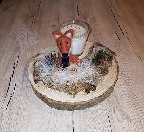 Tischdekoration, Kerzenteller'Fuchs', handgefilzt