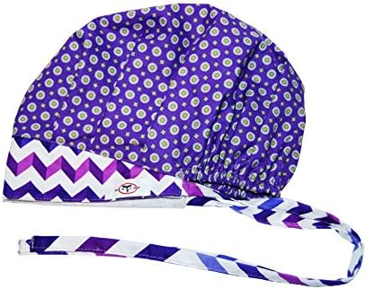 MedCap Scrub Hat Bouffant Scrub Cap with Ties Ponytail Lavender Purple