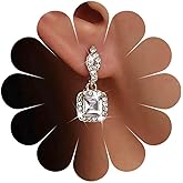 Sttiafay Vintage Crystal Square Drop Earrings Gold Cz Square Stud Earrings Rhinestone Square Dangle Earrings Geometry Cz Earrings Jewelry for Women