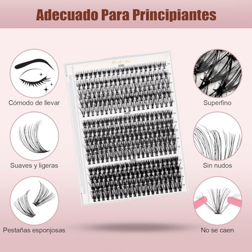 Kit Completo de Pestañas Postizas DIY 280 Racimos, Todo En 1 Mezcla 30D 40D 50D Con Pinzas, Extensión 10-16mm, Unión y Sellado De Sujeción Fuerte