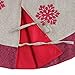 SANNO Christmas Tree Skirt, 48 inch Linen Tree Skirt Snowflakes Burlap Rustic Xmas Tree Decorations Skirts Holiday Ornaments,Double Fabric Beige with Red Edge
