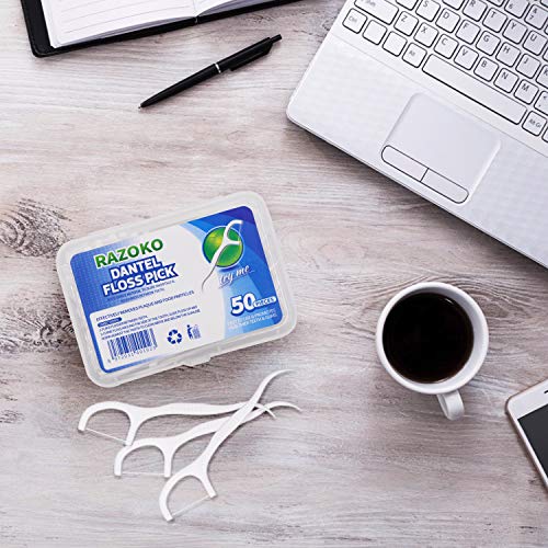 Dental Floss Picks High Toughness Toothpicks Sticks 8-Pack(400pcs) with Portable Case and Dental Picks Perfect for Family,Hotel,Travel
