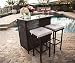 SUNCROWN Outdoor Bar Set 3-Piece Brown Wicker Patio Furniture - Glass Bar and Two Stools with Cushions for Patios, Backyards, Porches, Gardens or Poolside primary