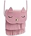 Naovio Cat Tassel Shoulder Bag Small Coin Purse Crossbody Satchel for Kids Girls,Pink(5.1x5.9in)