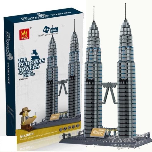 Petronas Towers of Kuala Lumpur, Building Blocks 1160 Pcs Set in Huge Gift Box, World's Great Architecture Series