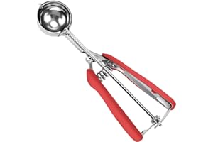 HOMURE H Medium Cookie Scoop, Cookie Dough Scoop, 2 Tablespoon Cookie Scooper, Red Handle, Spring-Loaded, 18/8 Stainless Stee