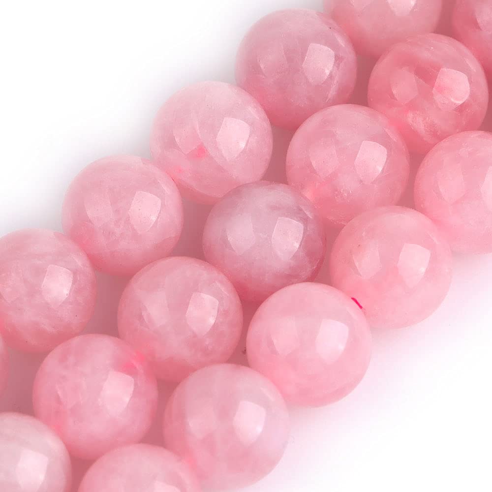 GEM-Inside Natural 10mm Madagascar Rose Quartz Crystals Round Gemstone Semi Precious Loose Beads for Jewellery Making 15''