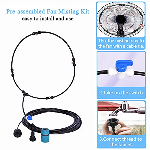 Outdoor Misting Fan Kit for Patios, 19.6Ft(6m) Misting Hose Cooling