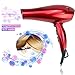 JINRI Hairdryer Negative Ionic Blow Dryer 1875w Professional Salon Light Weight Hairdayer Low Noise with Concentrator Patent Red