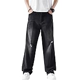 LUOBANIU Men's Baggy Jeans Loose Fit with 5 Pockets Stretch Ripped Denim Pants Relaxed Hip Hop Streetwear Y2K Vintage