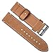 24mm Vintage Genuine Leather Silver Buckle Watch Strap Watch Band Tan
