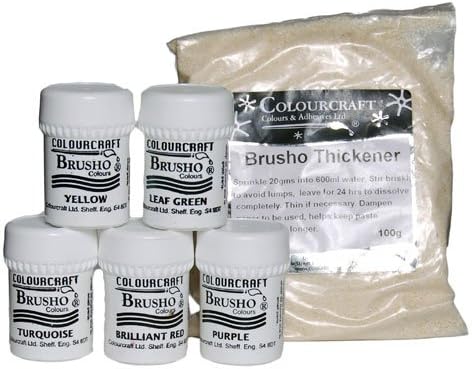 Brusho Crystal Colour Set- 5 x 15g pot + thickener - Assorted colours
