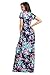 Lovezesent Women's Floral Print O Neck Short Sleeve Long Maxi Casual Dresses XX-Large Blue