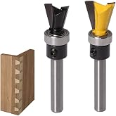 Wolfride 2Pcs Dovetail Router Bits 1/4 Inch Shank Dovetail Joint Router Bit Set with Bearing for Woodworking Cutter