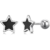 JSGEMSLEE Hypoallergenic 925 Sterling Silver Stud Earrings for Women With Screw Back Small Butterfly Heart Flower Earrings for Girls Tragus Cartilage Jewelry Gifts