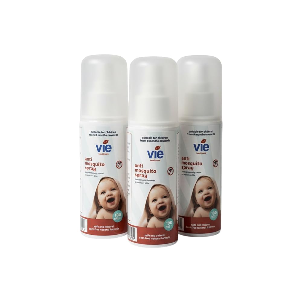 Vie Spray-On Anti Mosquito 100ml, Deet Free, Suitable for Children and Babies (3 Bottle)