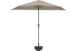 Pure Garden Half Umbrella Outdoor Patio Shade - 9 ft Patio Umbrella with Easy Crank - Small Canopy for Balcony, Table, or Deck