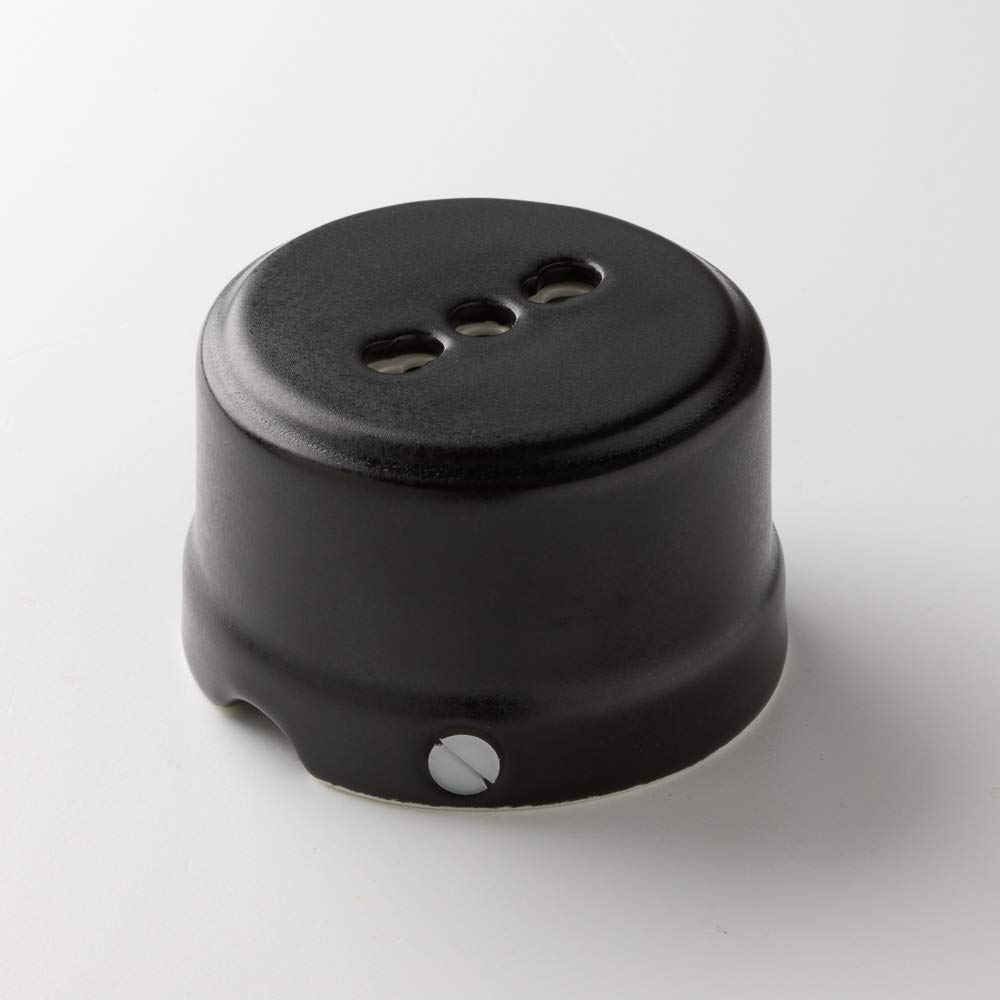 Klartext Belle Époque Vintage Double Socket with Textile Cable Made of High-Quality Porcelain in Matt Black