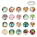 PH PandaHall 200pcs 12mm Tree of Life Printed Half Round Dome Glass Cabochons for Jewelry Making