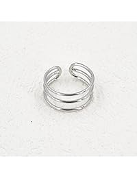 Anillo de plata de ley con diseño de hierba de limón, anillo abierto ajustable de banda ancha