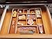 Bamboo Expandable Junk Drawer Organizer Tray with Adjustable Dividers