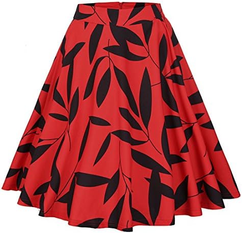 KILLREAL Women's Vintage Knee Length Flare Floral A Line Pleated Skirt
