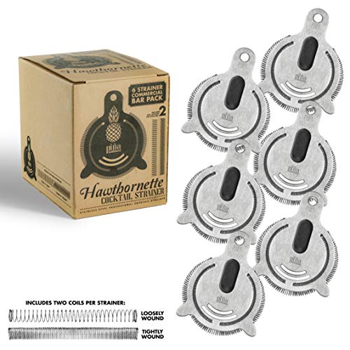 Piña Barware Hawthorne Strainer - Commercial Quality With Two Coils (6 Strainers/Commercial Bar Pack)